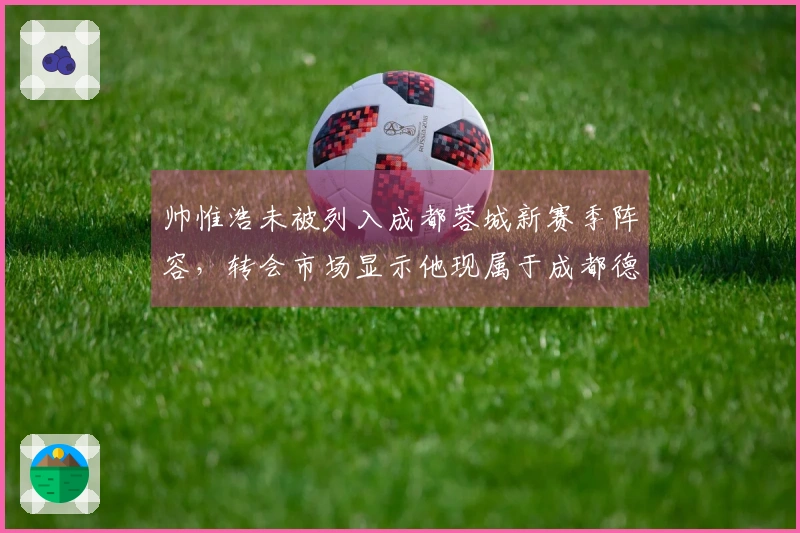 帅惟浩未被列入成都蓉城新赛季阵容，转会市场显示他现属于成都德瑞